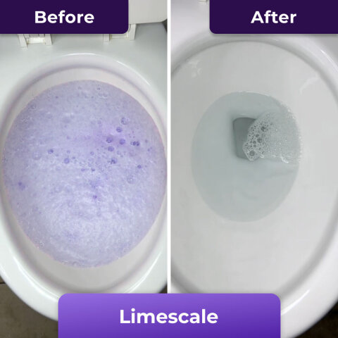 Before and after FizzClean - Stubborn limescale